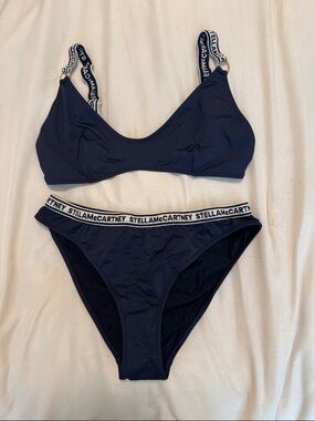 Stella McCartney Navy Two-Piece Bikini with Branded Elastic